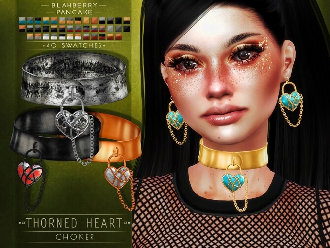 Sims 4 Thorned Heart Choker, Earrings, Bracelet & Ring at Blahberry Pancake