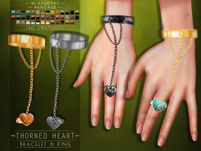 Sims 4 Thorned Heart Choker, Earrings, Bracelet & Ring at Blahberry Pancake