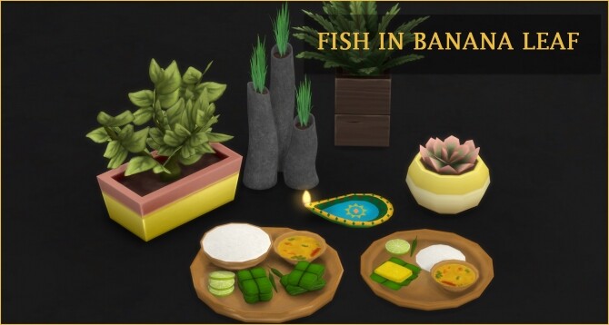 Sims 4 FISH IN BANANA LEAF at Icemunmun