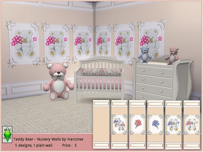 Sims 4 Teddy Bear Nursery Walls by marcorse at TSR