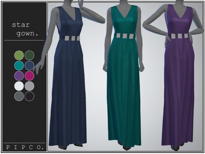 Sims 4 Star gown by pipco at TSR