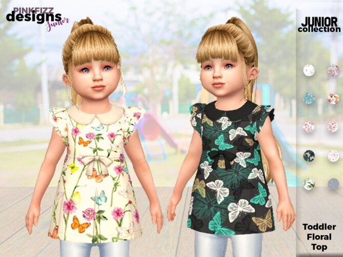 Sims 4 Junior Toddler Floral Top by Pinkfizzzzz at TSR