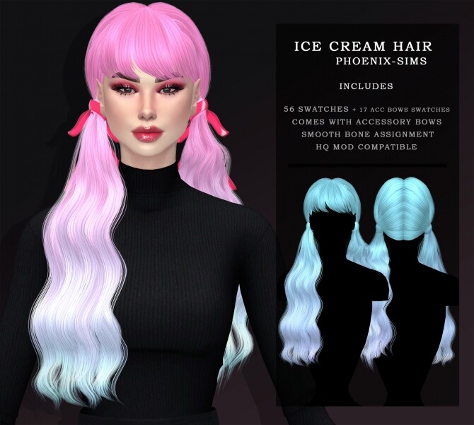 Sims 4 ICE CREAM HAIR at Phoenix Sims