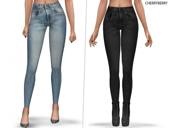 Sims 4 Fall Skinny Jeans by CherryBerrySim at TSR