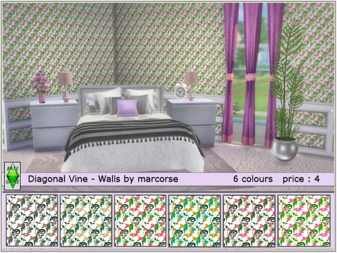 Sims 4 Diagonal Vine Walls by marcorse at TSR