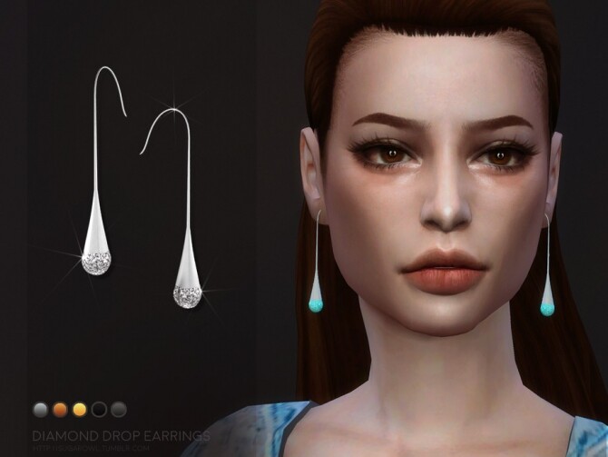 Sims 4 Diamond Drop earrings by sugar owl at TSR