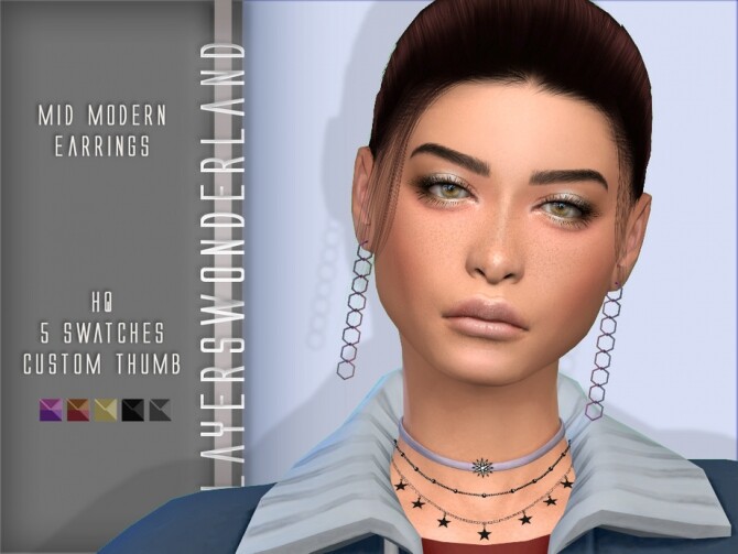 Sims 4 Mid Modern Earrings by PlayersWonderland at TSR