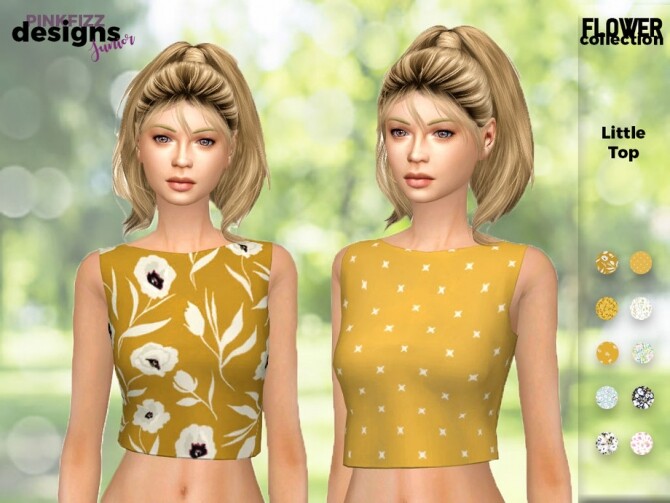 Sims 4 Little Flower Top by Pinkfizzzzz at TSR