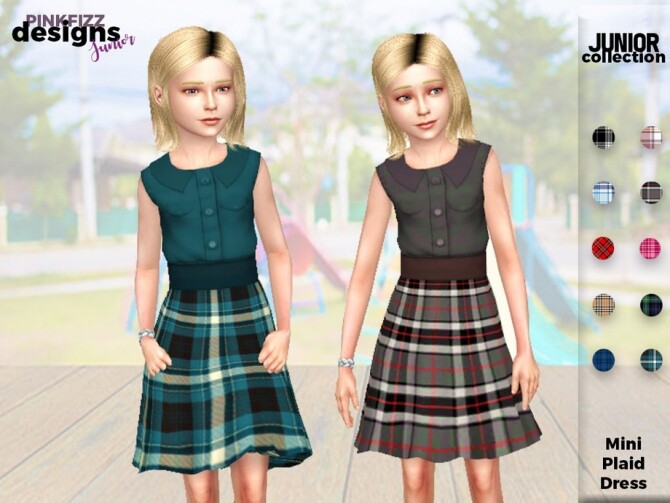 Sims 4 Junior Mini Plaid Dress by Pinkfizzzzz at TSR