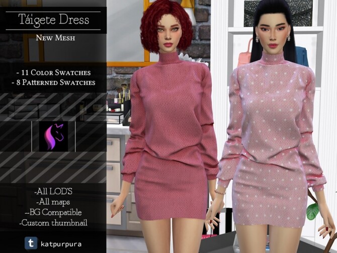 Sims 4 Taigete dress by KaTPurpura at TSR
