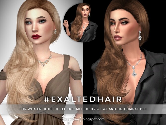Sims 4 Exalted Hair by SonyaSimsCC at TSR