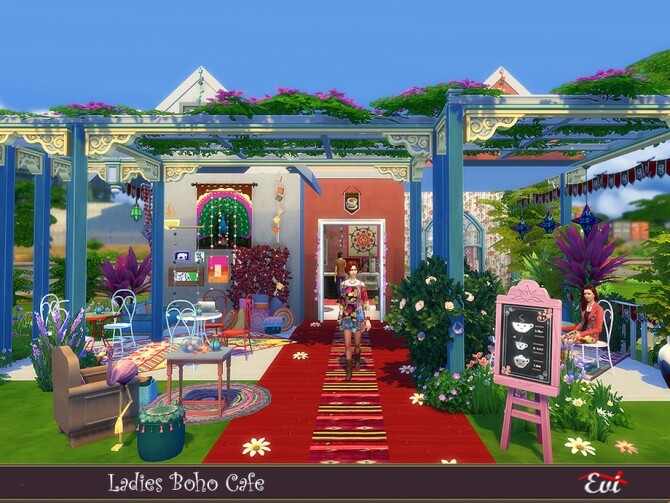 Sims 4 Ladies Boho Cafe by evi at TSR