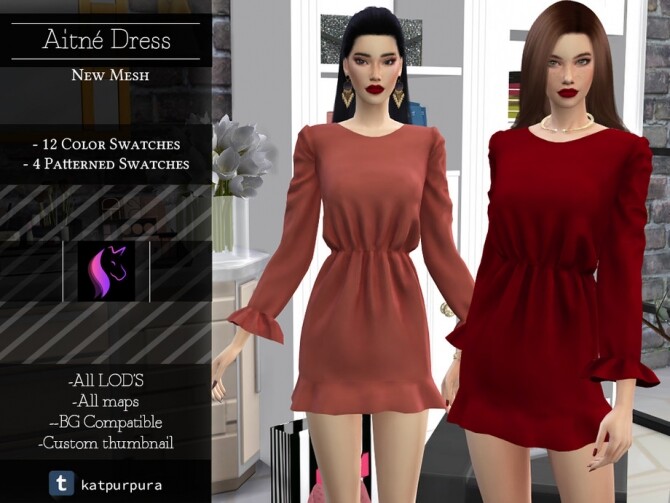 Sims 4 Aitne dress by KaTPurpura at TSR