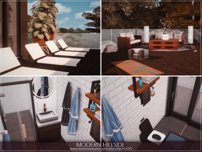 Sims 4 Modern Hillside House by MychQQQ at TSR