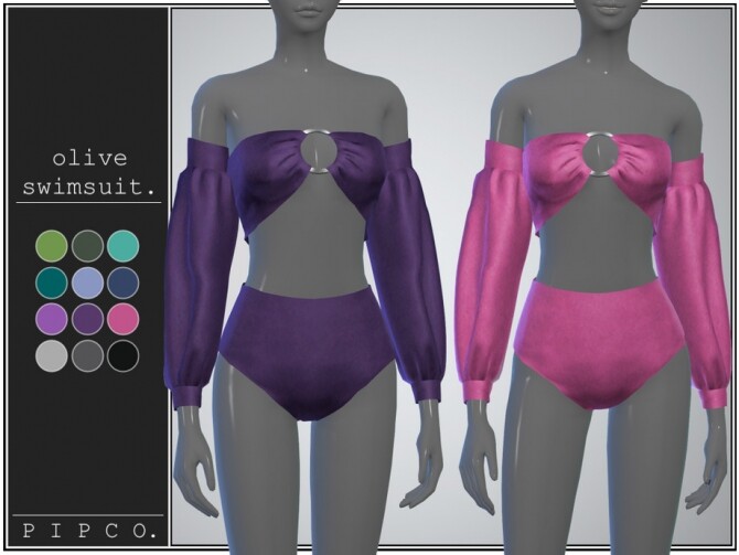 Sims 4 Olive swimsuit collection by pipco at TSR