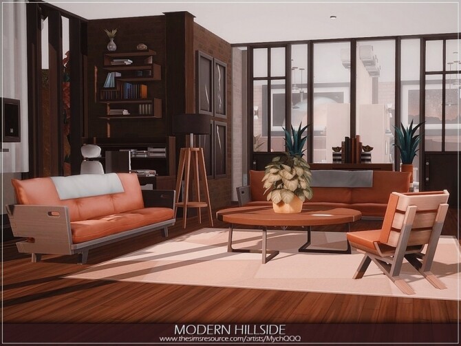Sims 4 Modern Hillside House by MychQQQ at TSR