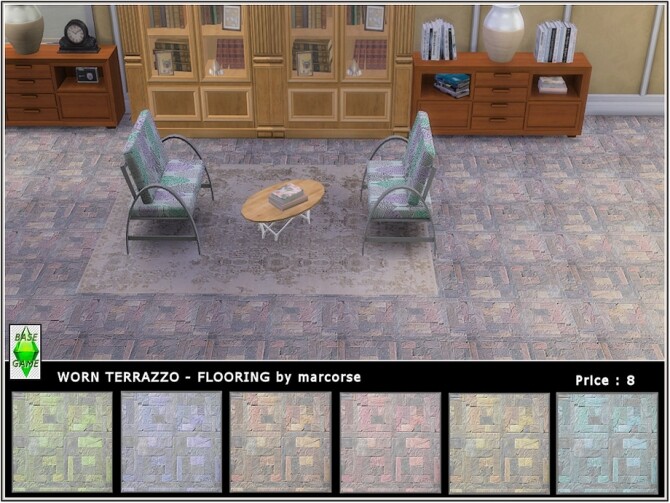 Sims 4 Worn Terrazzo Flooring by marcorse at TSR