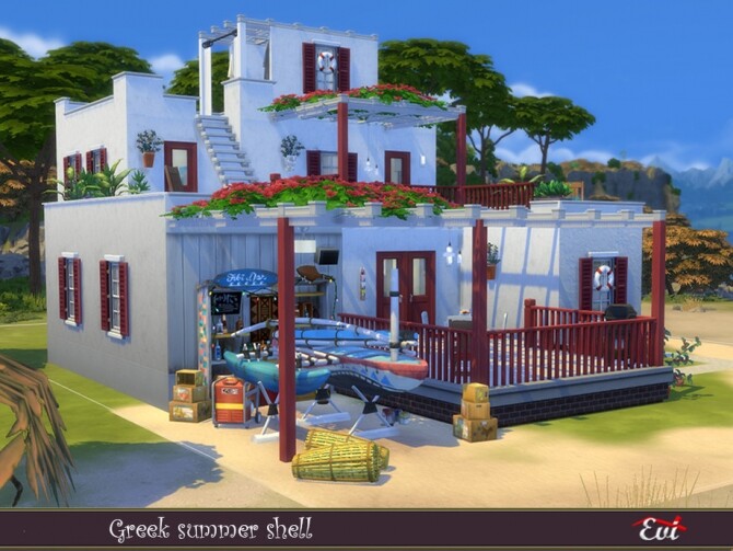 Sims 4 Greek summer shell by evi at TSR