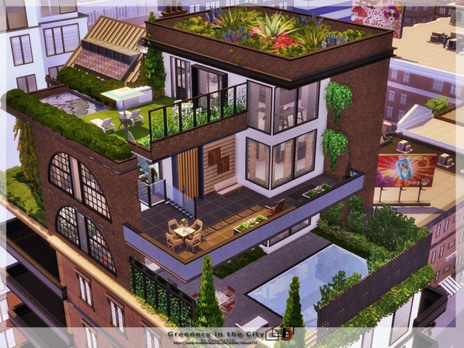 Sims 4 Greenery in the City house by Danuta720 at TSR