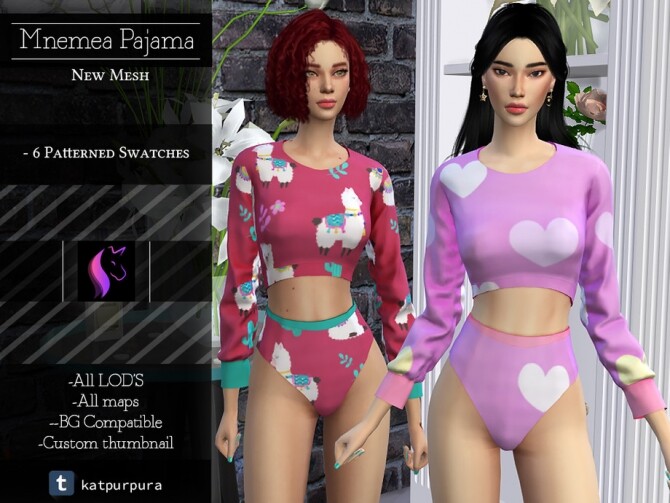 Sims 4 Mnemea Pajama by KaTPurpura at TSR