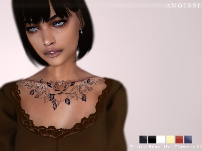 Sims 4 Beautiful Flowers N2 Tattoo by ANGISSI at TSR