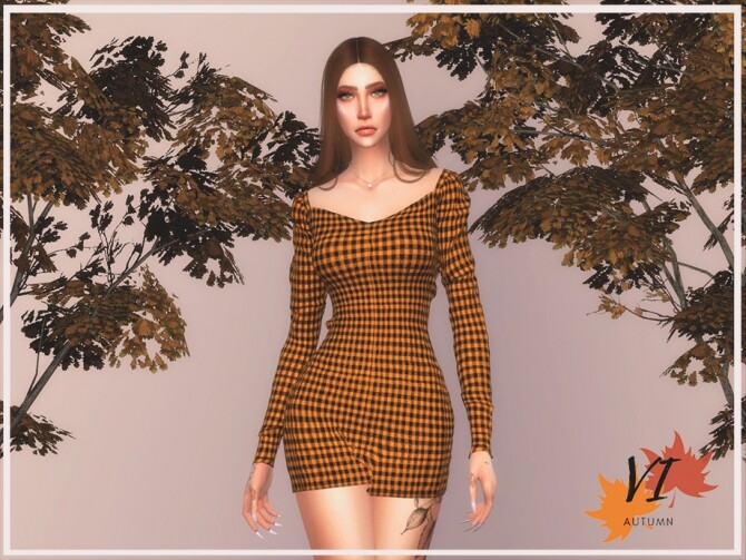 Sims 4 Dress I Autumn VI by Viy Sims at TSR