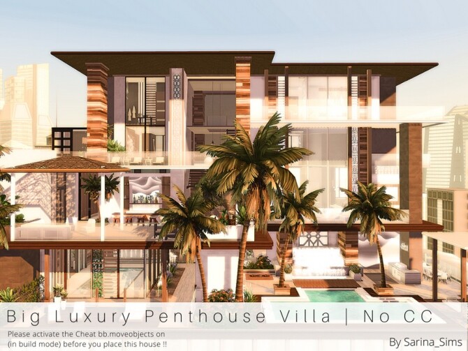 Sims 4 Big Luxury Penthouse Villa by Sarina Sims at TSR