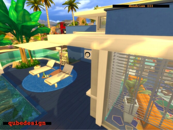 Sims 4 Mondrian III Home No CC by QubeDesign at TSR