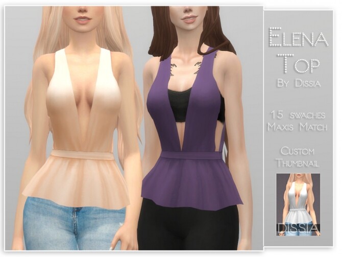 Sims 4 Elena Top by Dissia at TSR