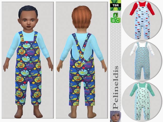 Sims 4 Toddler Long Overall by Pelineldis at TSR