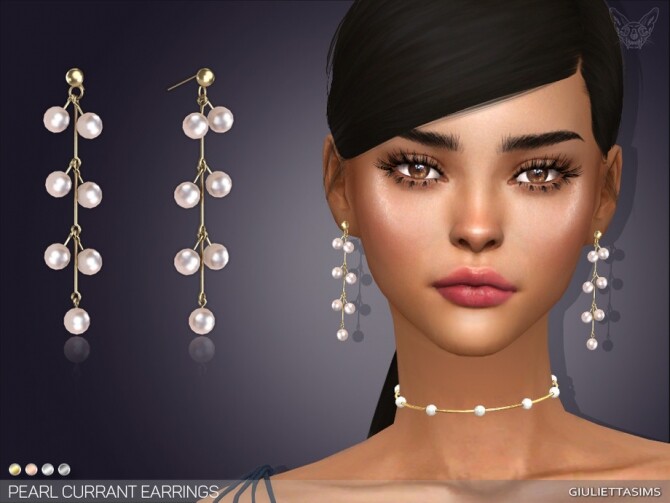 Sims 4 Pearl Currant Earrings by feyona at TSR