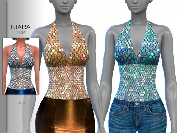 Sims 4 Niara Top by Suzue at TSR