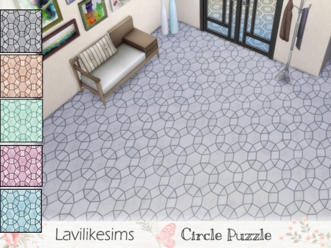 Circle Puzzle floor by lavilikesims at TSR » Sims 4 Updates