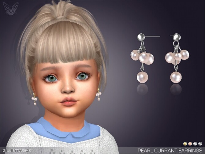 Sims 4 Pearl Currant Earrings For Toddlers by feyona at TSR