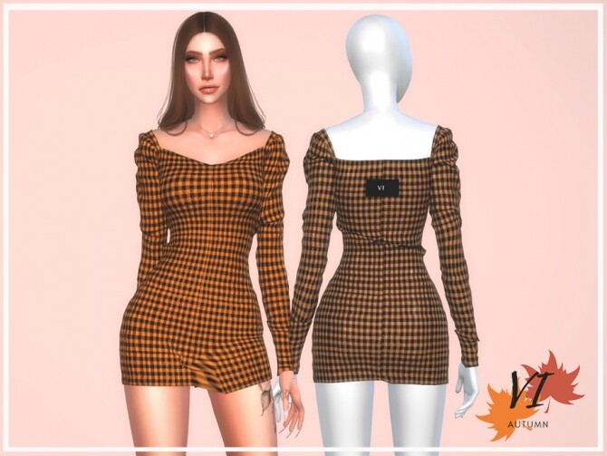 Sims 4 Dress I Autumn VI by Viy Sims at TSR
