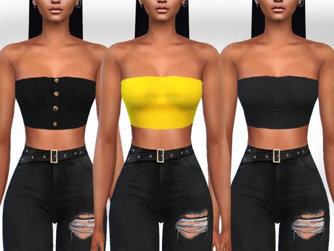 Sims 4 Female Strapless Crop Tops by Saliwa at TSR