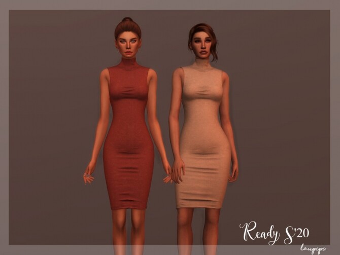 Sims 4 Knit Dress DR349 by laupipi at TSR