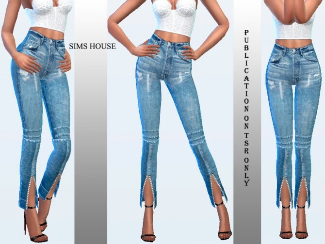 Sims 4 Jeans with a front slit on the legs by Sims House at TSR