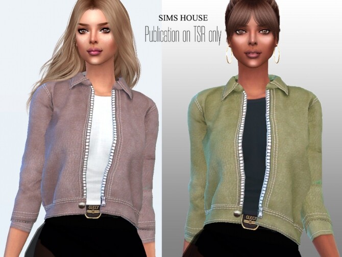 Sims 4 Eco leather jacket with a t shirt by Sims House at TSR