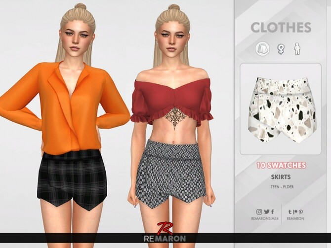 Sims 4 Work Shorts Skirt for Women 01 by remaron at TSR
