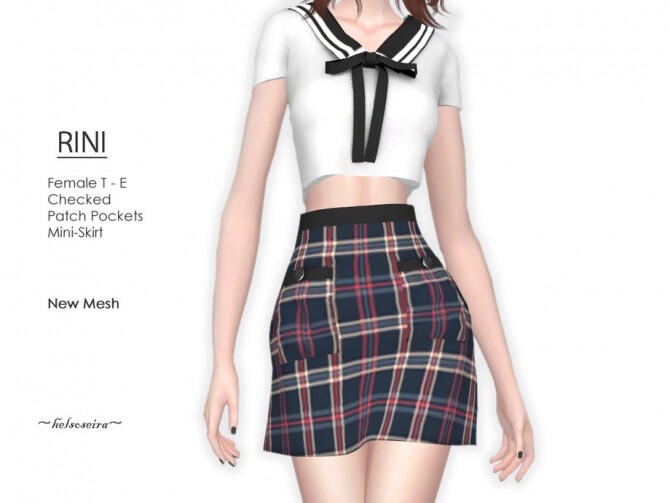 Sims 4 RINI Checked Mini Skirt by Helsoseira at TSR