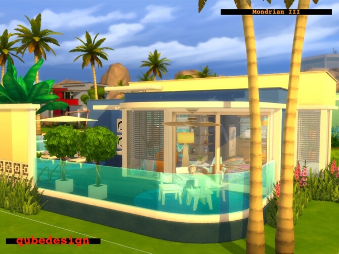 Sims 4 Mondrian III Home No CC by QubeDesign at TSR