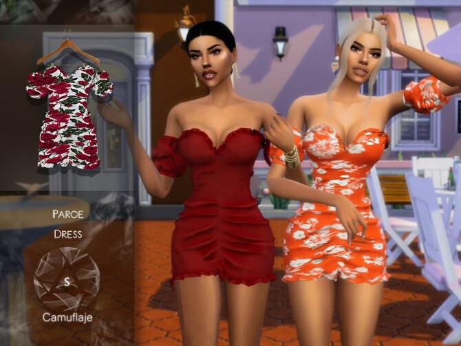 Sims 4 Parce Dress by Camuflaje at TSR