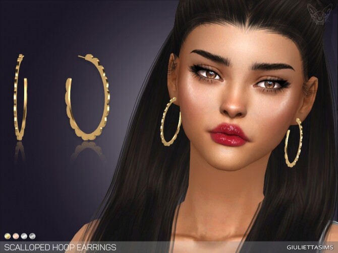 Sims 4 Scalloped Hoop Earrings by feyona at TSR