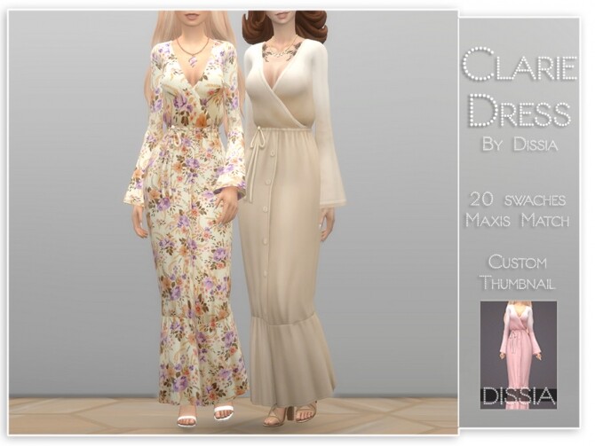 Sims 4 Clarie Dress by Dissia at TSR