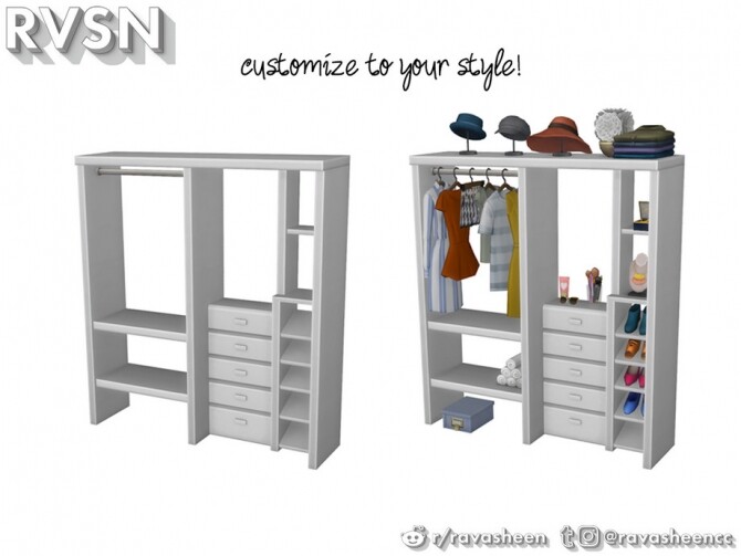 Sims 4 Hang Around Closet Set by RAVASHEEN at TSR