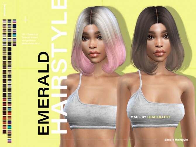 Sims 4 Emerald Hairstyle by LeahLillith at TSR