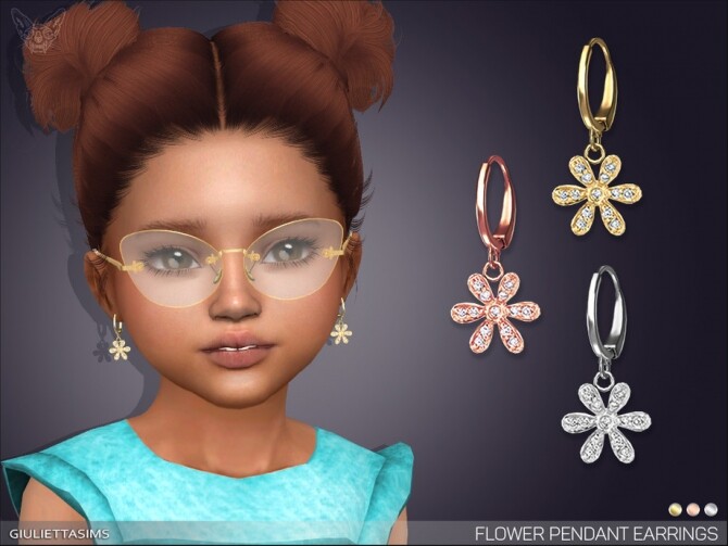 Sims 4 Flower Pendant Earrings For Toddlers by feyona at TSR