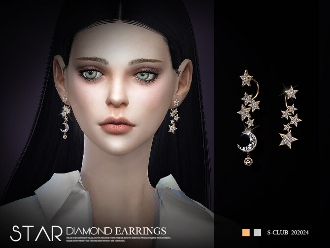 Sims 4 Stars earrings 20224 by S Club LL at TSR