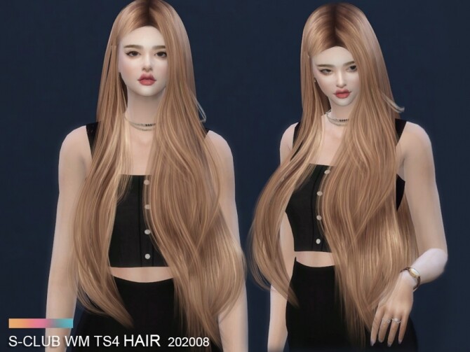 Sims 4 Long straight hair 202008 by S Club WM at TSR